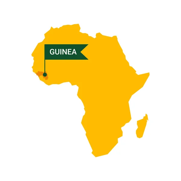 Guinea Mapě Afriky Slovem Guinea Tvaru Vlajky Vektor Izolovaný Bílém — Stockový vektor