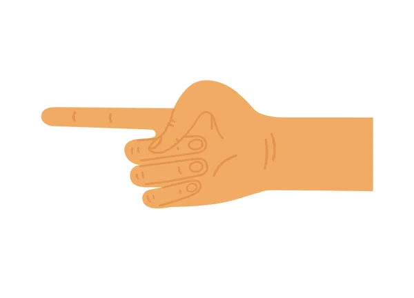 Biała Ręka Palcem Wskazującym Lewo Płaska Ilustracja Wektor Izolowane Białym — Wektor stockowy