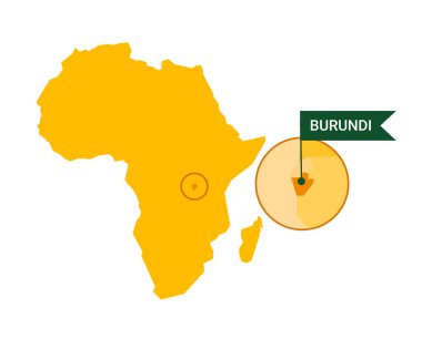 Burundi, Afrika haritasında Burundi 'nin bayrak şeklinde bir işareti var. Beyaz arkaplanda izole edilmiş vektör.