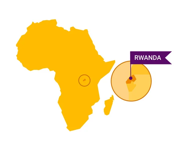 Rwanda Mapě Afriky Slovem Rwanda Značce Tvaru Vlajky Vektor Izolovaný — Stockový vektor