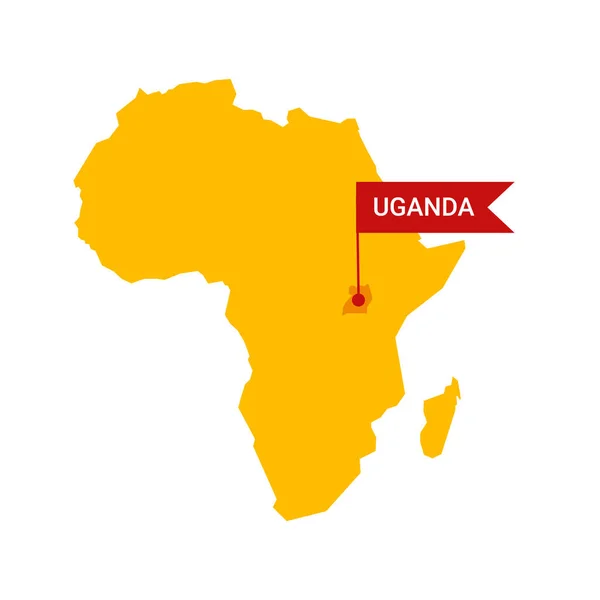 Uganda Mapě Afriky Slovem Uganda Vlajkovém Markeru Vektor Izolovaný Bílém — Stockový vektor