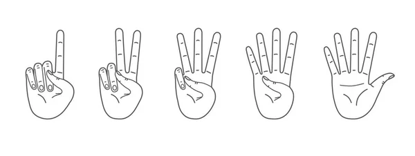 Παλάμες Μετράνε Από Ένα Πέντε Μετρώντας Χέρια Χειρονομίες Εικονογράφηση Διανυσματικής — Διανυσματικό Αρχείο