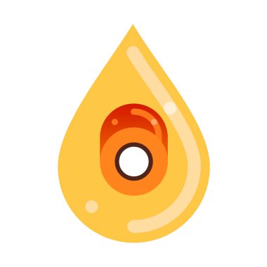 Yağ damlasının içindeki palmiye ağacının meyvesi. Palmiye yağı. Düz vektör çizimi beyaz arkaplanda izole edildi.
