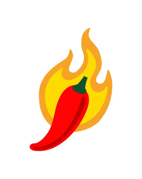 Red Chili Pepper Flame Hot Spicy Consept Flat Vector Isolated — Stock Vector