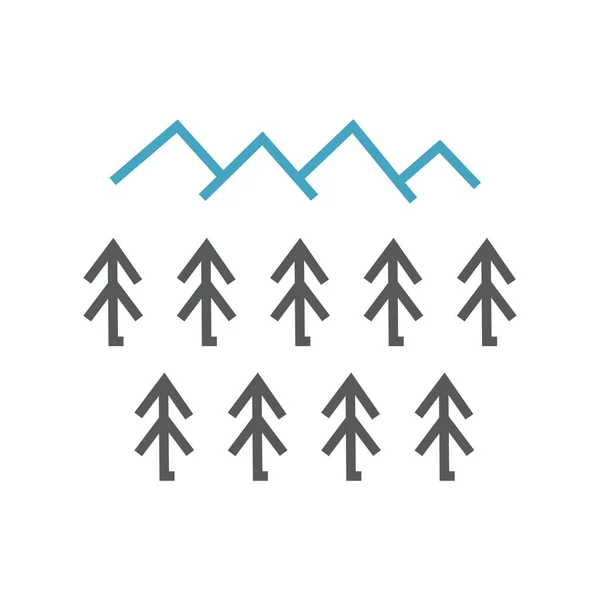 Gunung Dan Hutan Puncak Dan Pinus Gambar Garis Geometrik Vektor - Stok Vektor