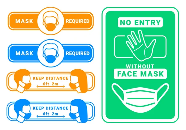 Máscara facial y cubierta facial conjunto vectorial requerido — Archivo Imágenes Vectoriales