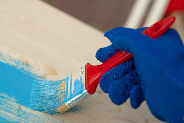 Malowanie drewna w kolorze niebieskim — Zdjęcie stockowe