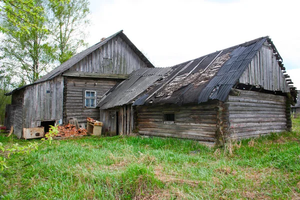 Ancienne Maison Rondins Dans Village — Photo