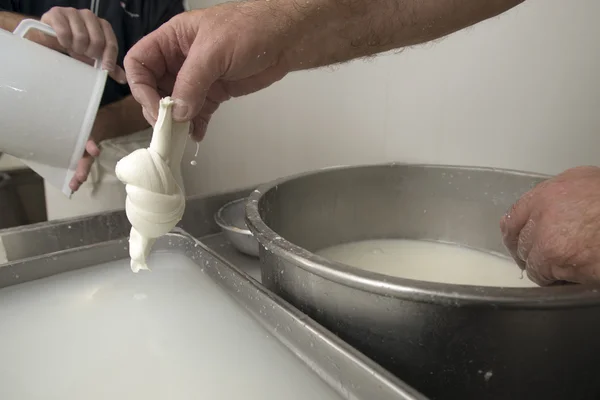 bir süt mozzarella hazırlanması