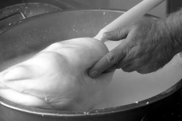 bir süt mozzarella hazırlanması