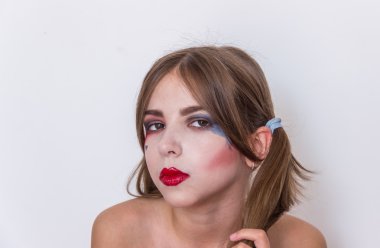 Cadılar Bayramı tatili için makyaj lı kız .