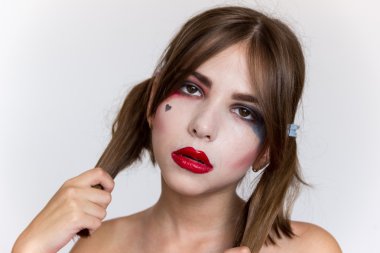 Cadılar Bayramı tatili için makyaj lı kız .