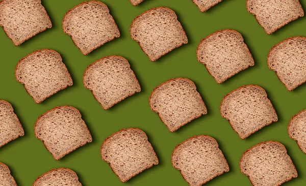 Ekmek dilimleri, yaratıcı minimum yiyecek fotoğrafçılığı düzlüğü.