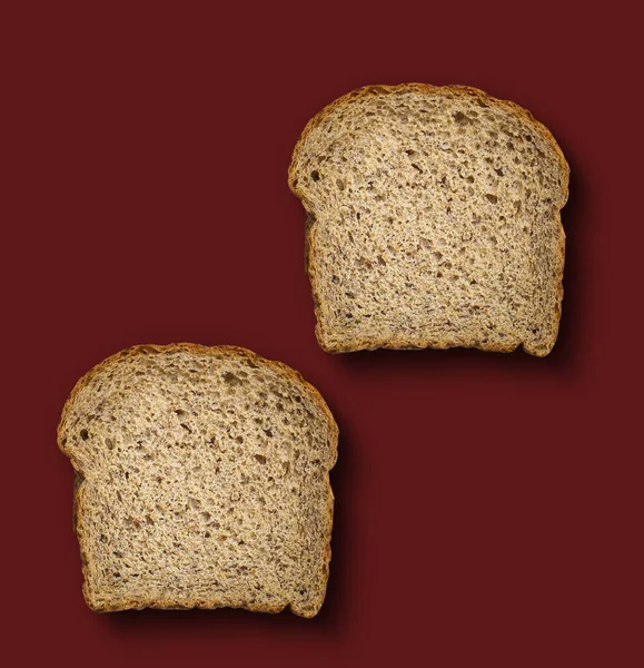 Ekmek dilimleri, yaratıcı minimum yiyecek fotoğrafçılığı düzlüğü.