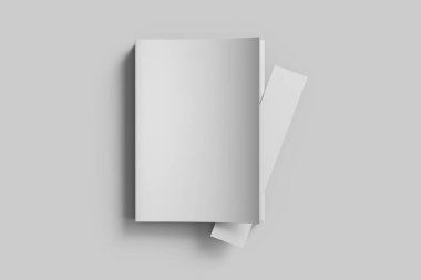 Boş a 5 boyutu, dikdörtgen yer imi ile kapak kitabı. Mockup tasarım şablonu izole edilmiş 3d render üst görünümü