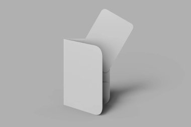 Boş düşey otel misafir odası giriş kartı Yuvarlak dikdörtgen 3d biçimlendirme şablon tasarımı ayakta görünümü içinde slipcase tutucu ile