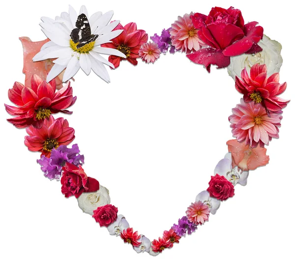 Güzel kalp farklı çiçeklerin sevginin sembolü yaptı.