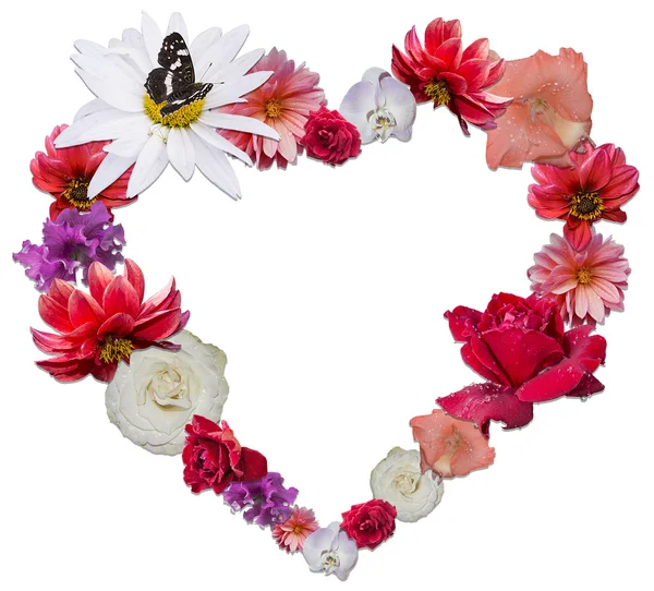 Güzel kalp farklı çiçeklerin sevginin sembolü yaptı.