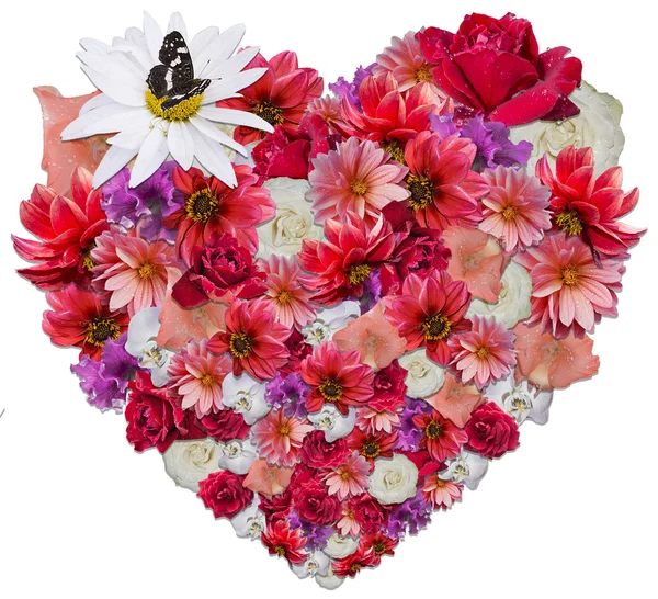 Güzel kalp farklı çiçeklerin sevginin sembolü yaptı.