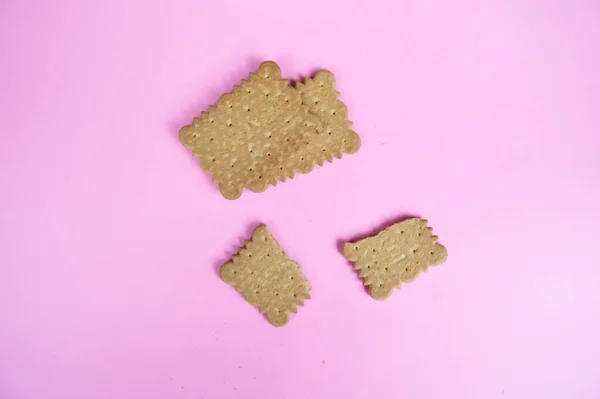 Biscuit Sucré Dans Fond Rose — Photo