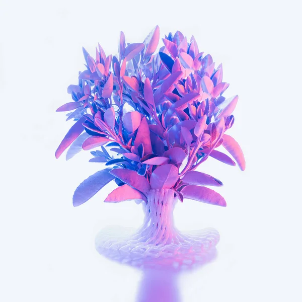 3Dプリント花瓶のコンセプトでサイバー銀行支店 輝く光による最小限の大気配置 — ストック写真