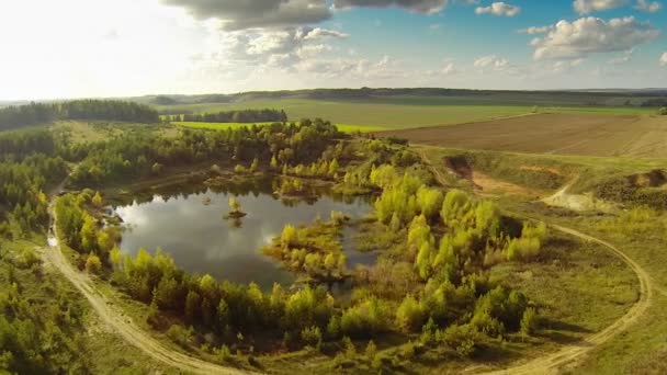 Small lake, aerial view — Stock Video