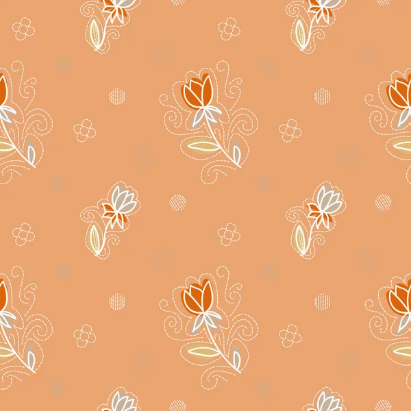 Patrón Sin Costura Vector Floral Las Flores Están Decoradas Con — Vector de stock