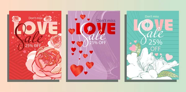 Feliz Día San Valentín Cartel Diseño Oferta Venta Exclusiva — Archivo Imágenes Vectoriales