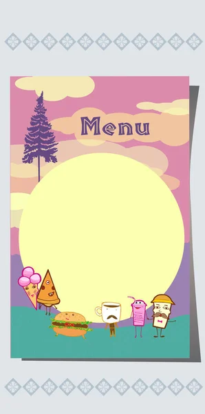 Vector Background Camping Menu Nature Park Kids — ストックベクタ