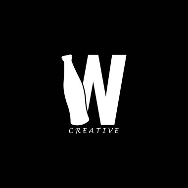 Şişe konsepti W harfi logo tasarımı.