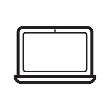 Laptop vektör çizim simgesi beyaz arkaplanda izole edildi. Infographic, web sitesi veya uygulama için dizüstü bilgisayar taslak simgesi.