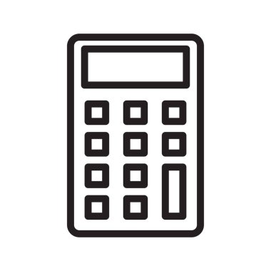 Hesaplayıcı vektör çizim simgesi beyaz arkaplanda izole edildi. Bilgi, web sitesi veya uygulama için hesap makinesi çizim simgesi.