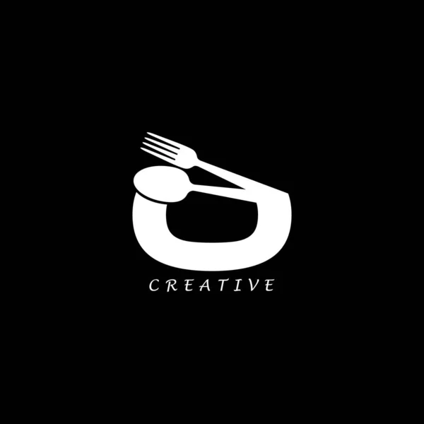 Fourchette Cuillère Combinées Lettre Logo — Image vectorielle