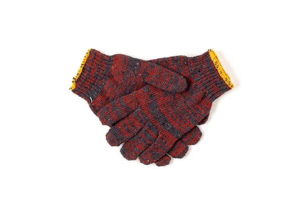 Baumwollhandschuh Mit Handschlagposition Isoliert Auf Weißem Hintergrund — Stockfoto