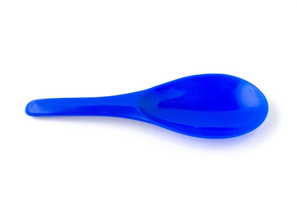 Couleur Bleue Spatule Plastique Isolée Sur Fond Blanc — Photo