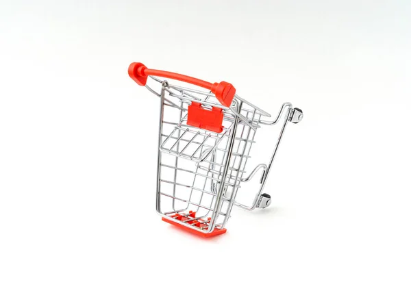 Supermarket Shopping Cart Isolated White Background — Stock Photo, Image