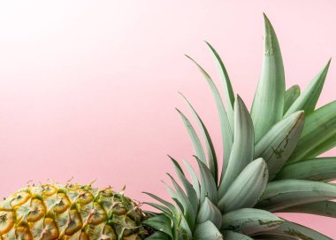 Açık pembe arka planda bir ananas.