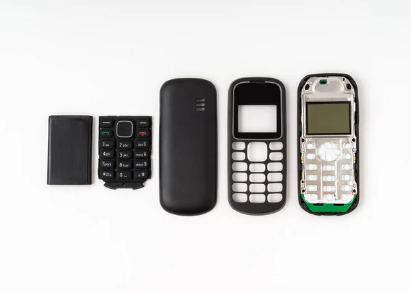 Старый Устаревший Набор Мобильных Телефонов Изолирован Белом Фоне — стоковое фото