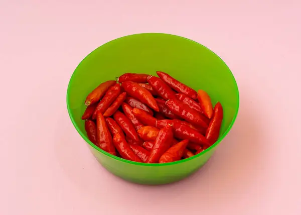 Fresh Chili Ripe Red Hot Chili Plastic Container — Stock Photo, Image