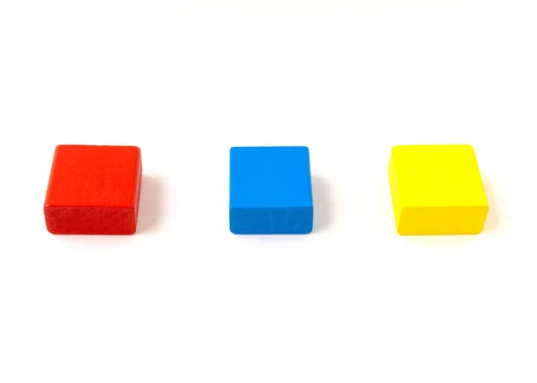 Jouet Multicolore Blocs Bois Isolés Sur Fond Blanc — Photo