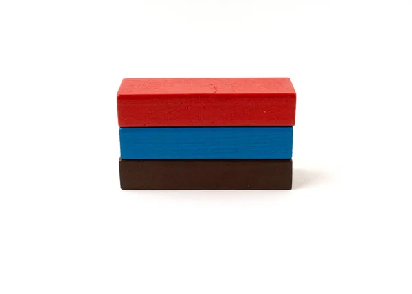 Multicolor Spielzeug Holzklötze Isoliert Auf Weißem Hintergrund — Stockfoto