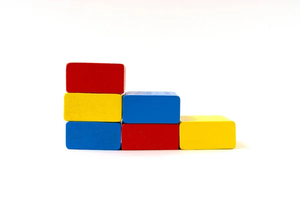 Flerfärgad Leksak Träblock Isolerad Vit Bakgrund — Stockfoto