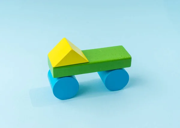 Colorful Wooden Block Toy Light Blue Background — Stock Photo, Image