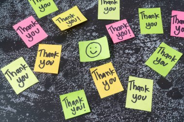 Bir metin ile yapışkan bir not Teşekkür ederim