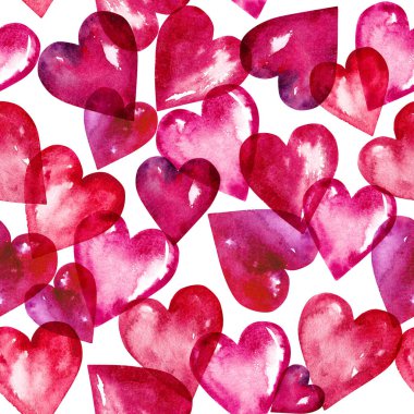 Suluboya kalp arkaplanı pürüzsüz. Hediye paketi tasarımı. Moda Sevgililer Günü süsü