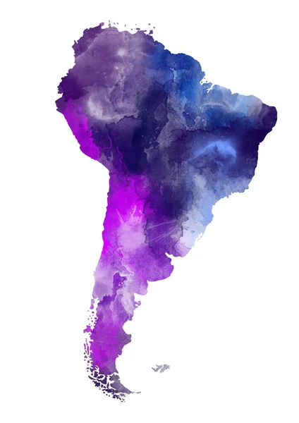 Abstracto Mapa Acuarela América Del Sur —  Fotos de Stock