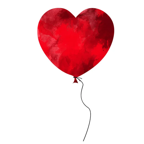 Balão Aquarela Abstrato Com Forma Coração Dia Dos Namorados Cartão — Fotografia de Stock
