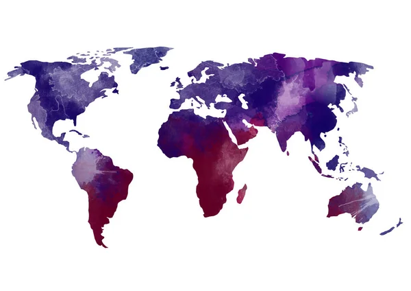 Abstrakcyjna Mapa Akwareli Świata — Zdjęcie stockowe