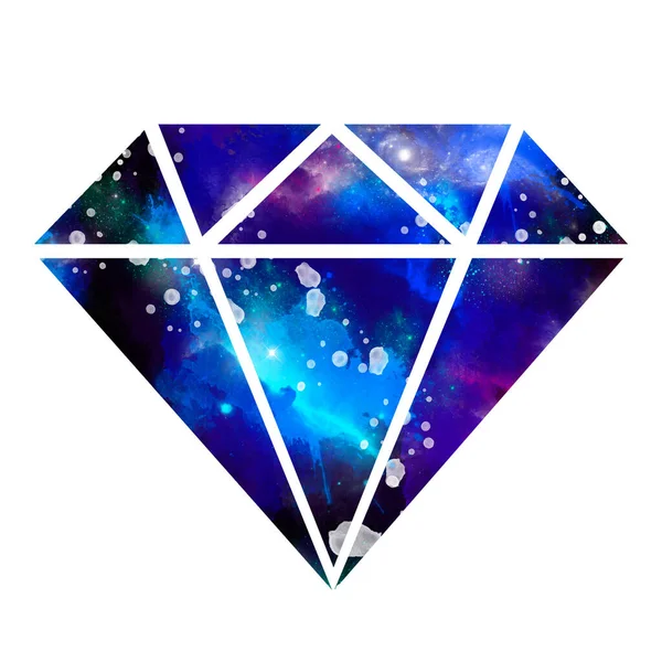 Abstract Watercolor Crystal Cosmic Diamond — Stock Photo, Image