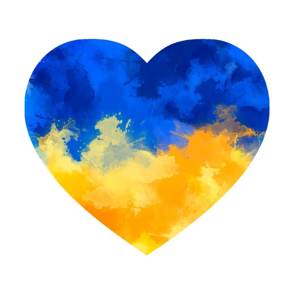 Amo Ucrania Corazón Acuarela Con Colores Bandera Ucraniana — Foto de Stock